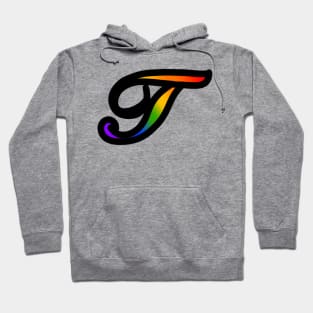 Rainbow Cursive Letter T Hoodie